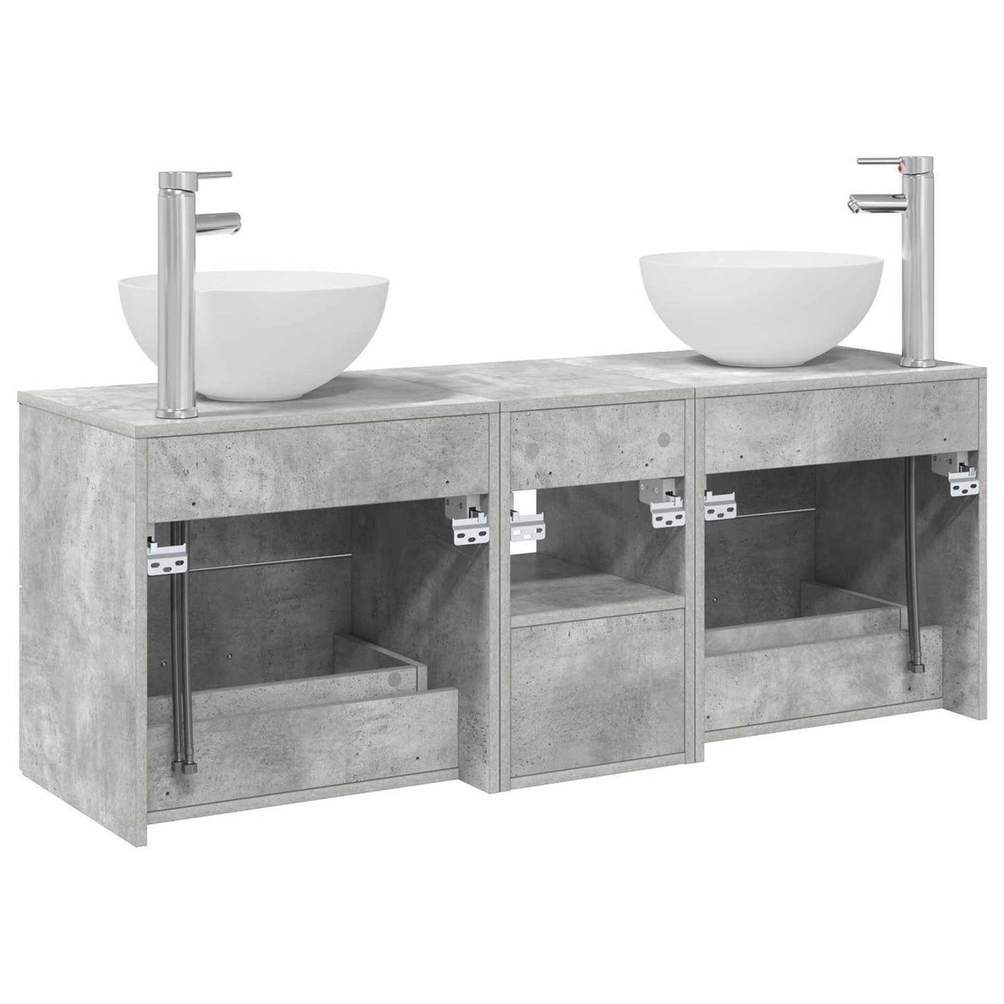 vidaXL Bathroom Cabinet Set 3 pcs Concrete Grey 49.5 x 35 x 63 cm