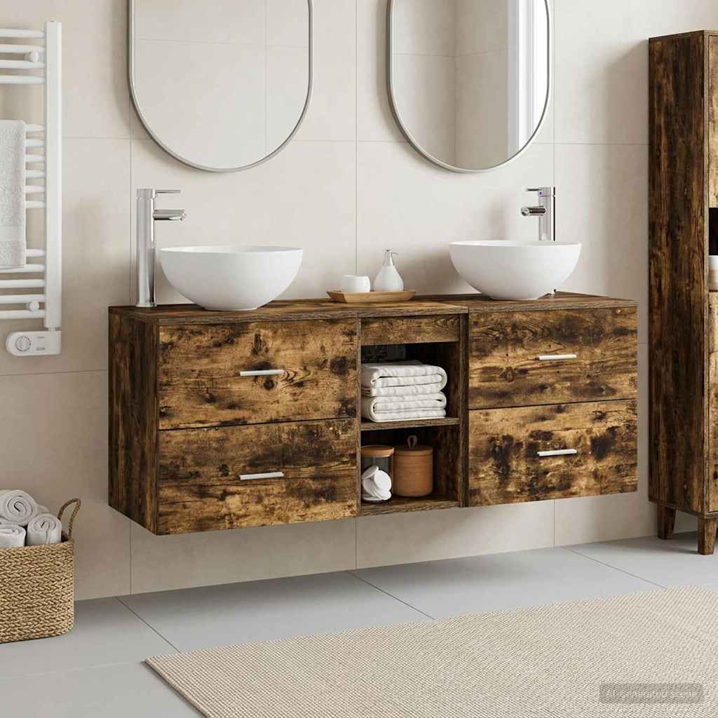 vidaXL Bathroom Cabinet Set 3 pcs Smoked Oak 49.5 x 35 x 63 cm