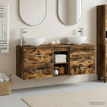 vidaXL Bathroom Cabinet Set 3 pcs Smoked Oak 49.5 x 35 x 63 cm