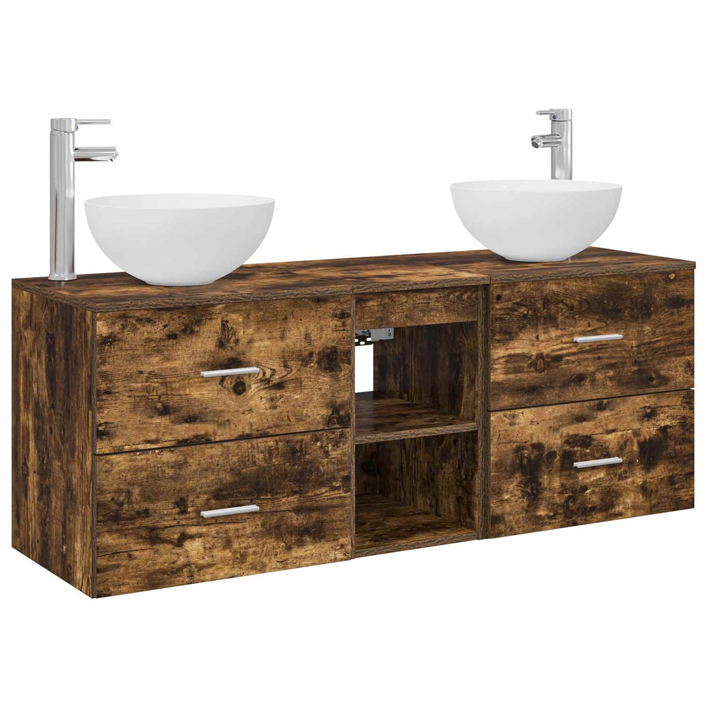 vidaXL Bathroom Cabinet Set 3 pcs Smoked Oak 49.5 x 35 x 63 cm