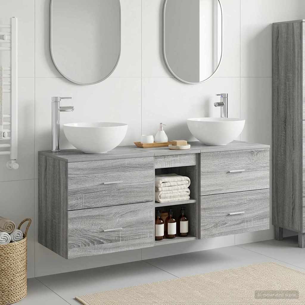 vidaXL Bathroom Cabinet Set 3 pcs Grey Sonoma 49.5 x 35 x 63 cm