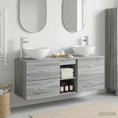 vidaXL Bathroom Cabinet Set 3 pcs Grey Sonoma 49.5 x 35 x 63 cm