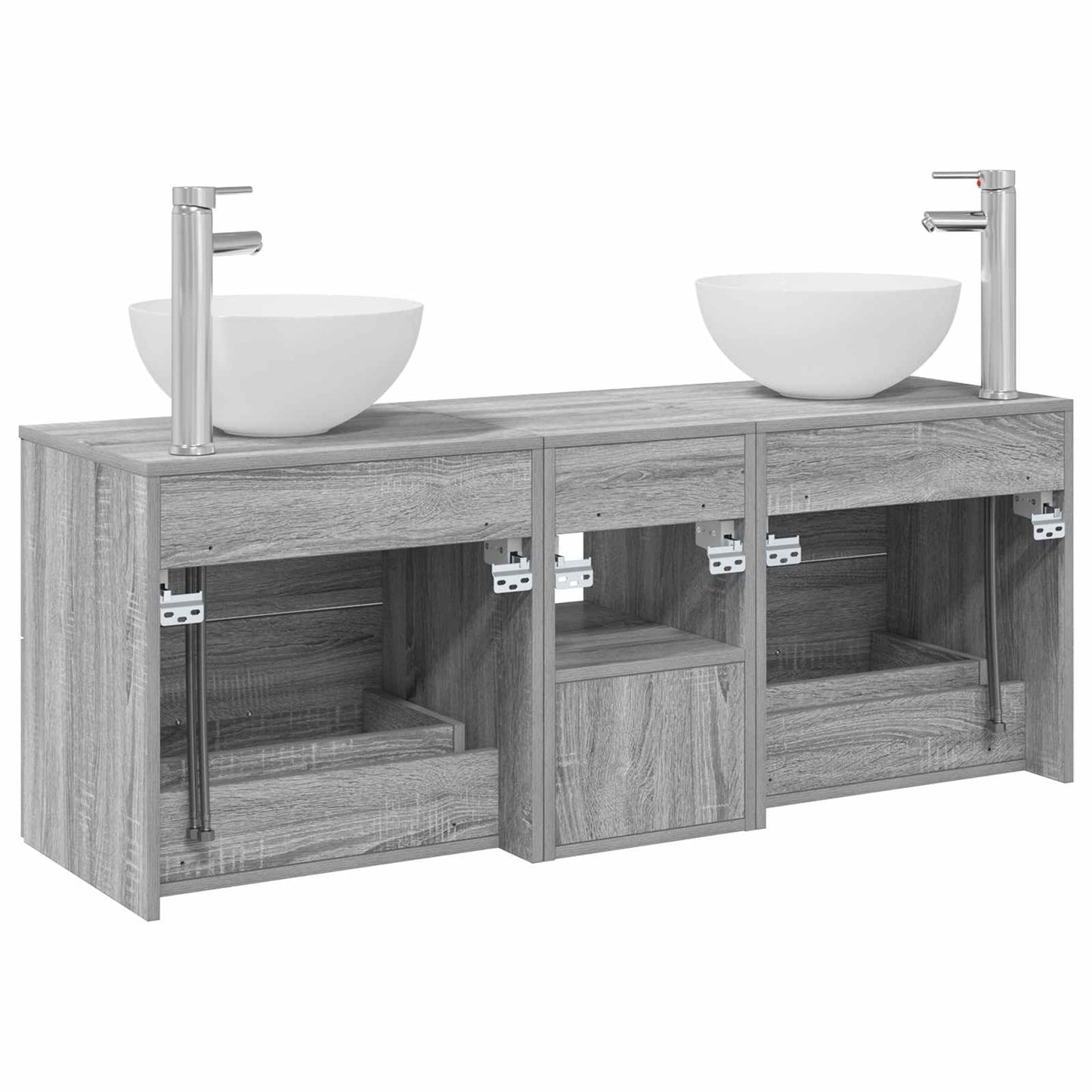 vidaXL Bathroom Cabinet Set 3 pcs Grey Sonoma 49.5 x 35 x 63 cm