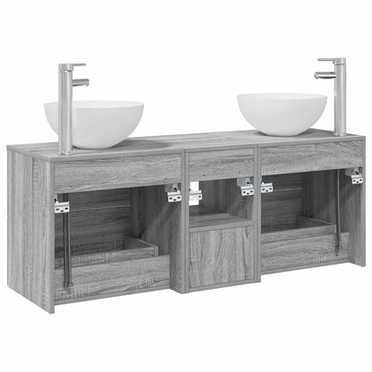 vidaXL Bathroom Cabinet Set 3 pcs Grey Sonoma 49.5 x 35 x 63 cm