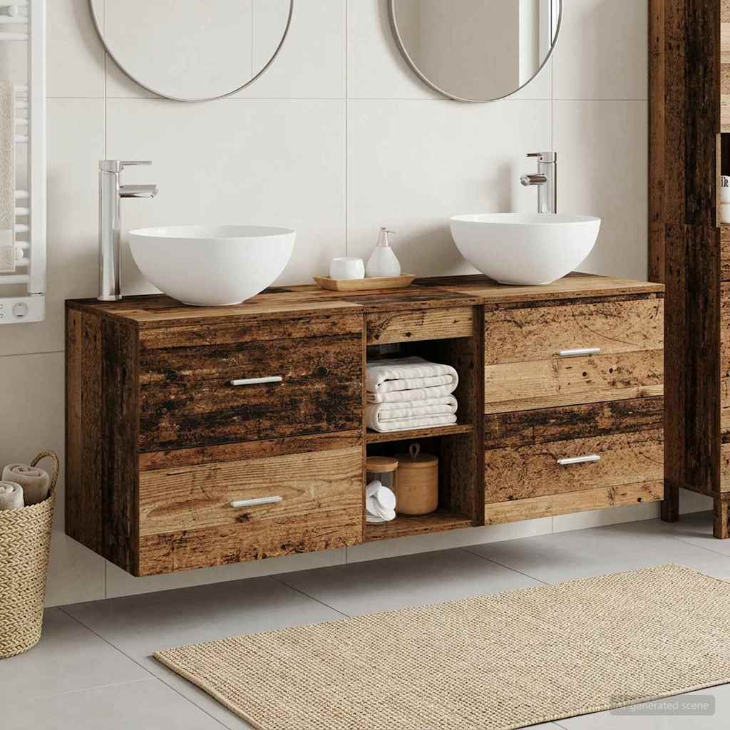 vidaXL Bathroom Cabinet Set 3 pcs Old Wood 49.5 x 35 x 63 cm