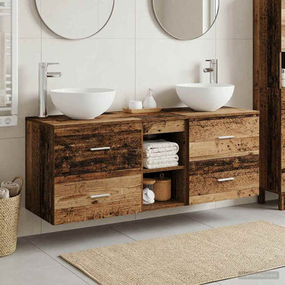 vidaXL Bathroom Cabinet Set 3 pcs Old Wood 49.5 x 35 x 63 cm