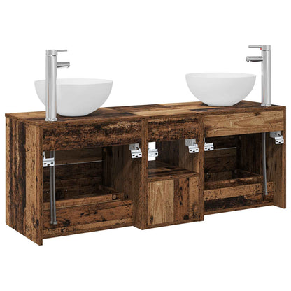 vidaXL Bathroom Cabinet Set 3 pcs Old Wood 49.5 x 35 x 63 cm