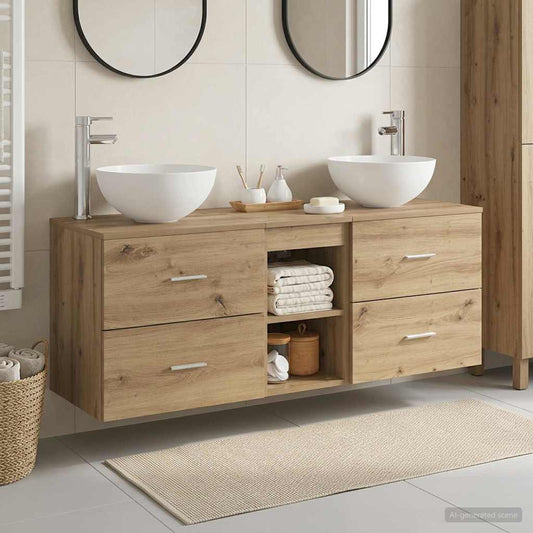vidaXL Bathroom Cabinet Set 3 pcs Artisan Oak 129 x 35 x 80 cm