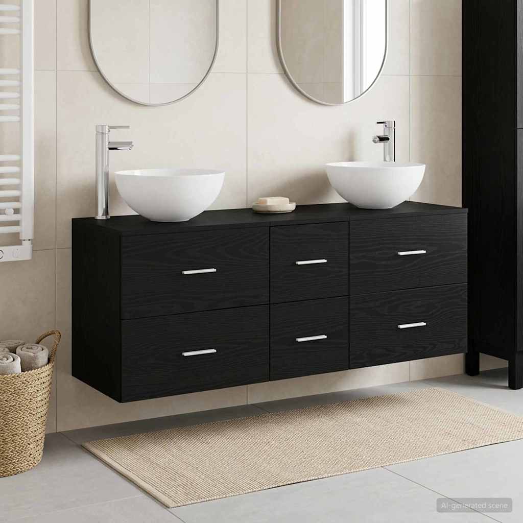 vidaXL Bathroom Cabinet Set 3 pcs Black Oak 49.5 x 35 x 63 cm