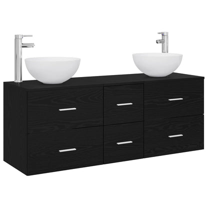 vidaXL Bathroom Cabinet Set 3 pcs Black Oak 49.5 x 35 x 63 cm