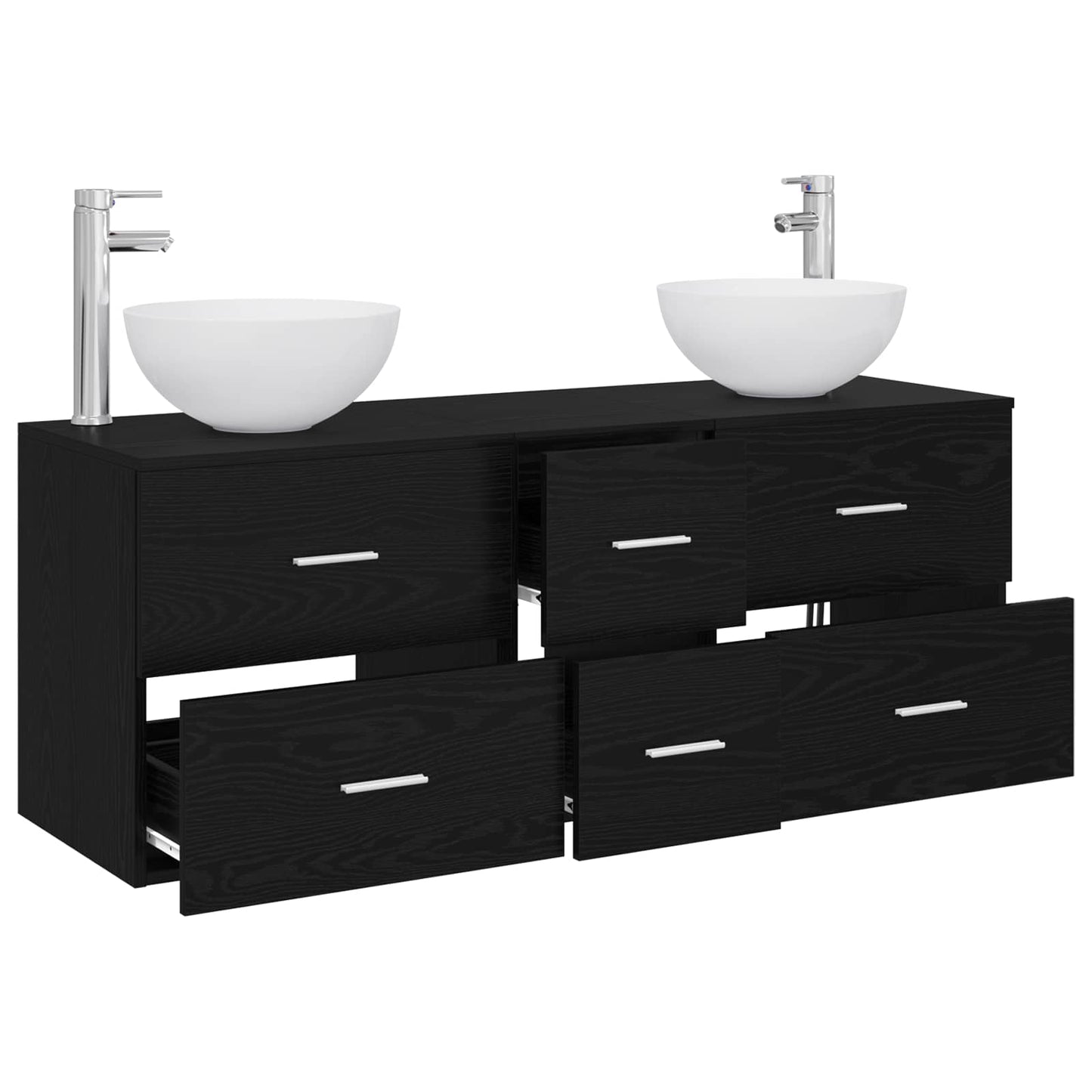 vidaXL Bathroom Cabinet Set 3 pcs Black Oak 49.5 x 35 x 63 cm
