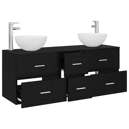 vidaXL Bathroom Cabinet Set 3 pcs Black Oak 49.5 x 35 x 63 cm