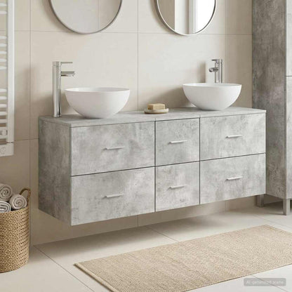 vidaXL Bathroom Cabinet Set 3 pcs Concrete Grey 49.5 x 35 x 63 cm