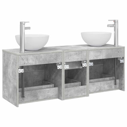 vidaXL Bathroom Cabinet Set 3 pcs Concrete Grey 49.5 x 35 x 63 cm