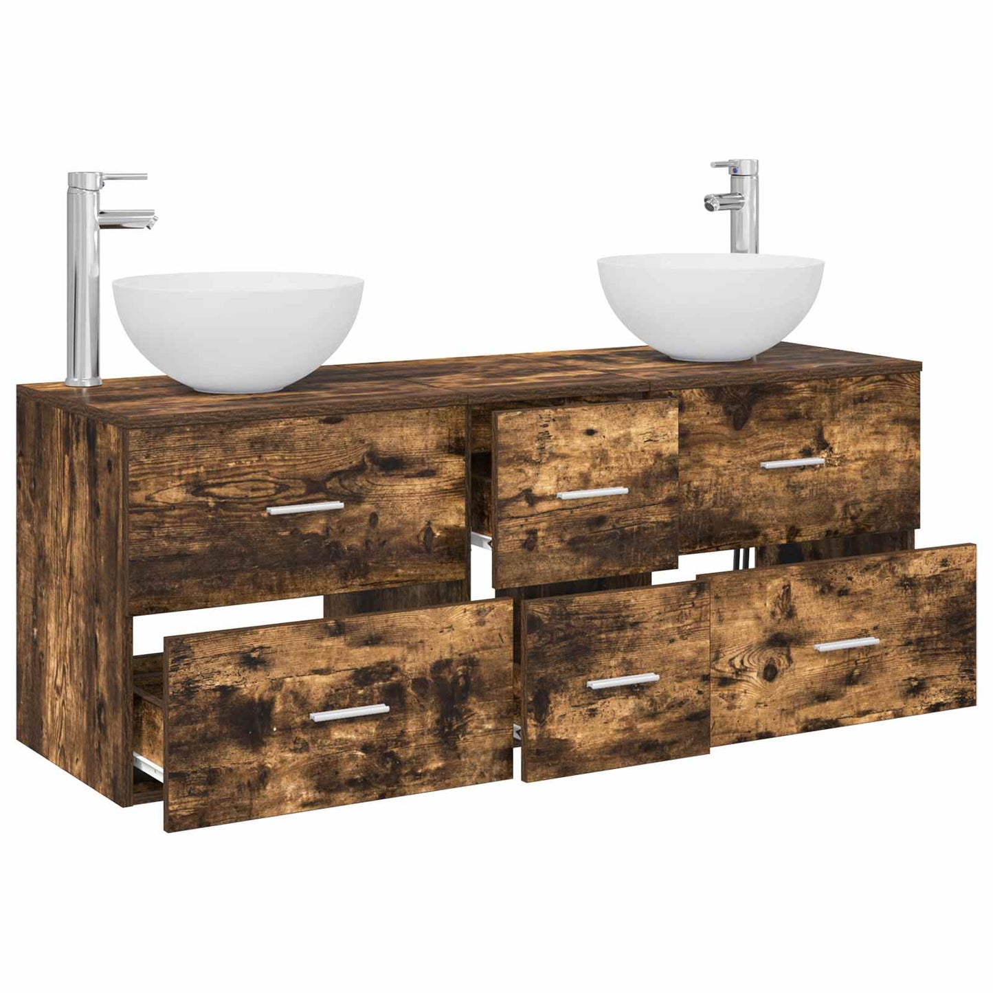 vidaXL Bathroom Cabinet Set 3 pcs Smoked Oak 49.5 x 35 x 63 cm