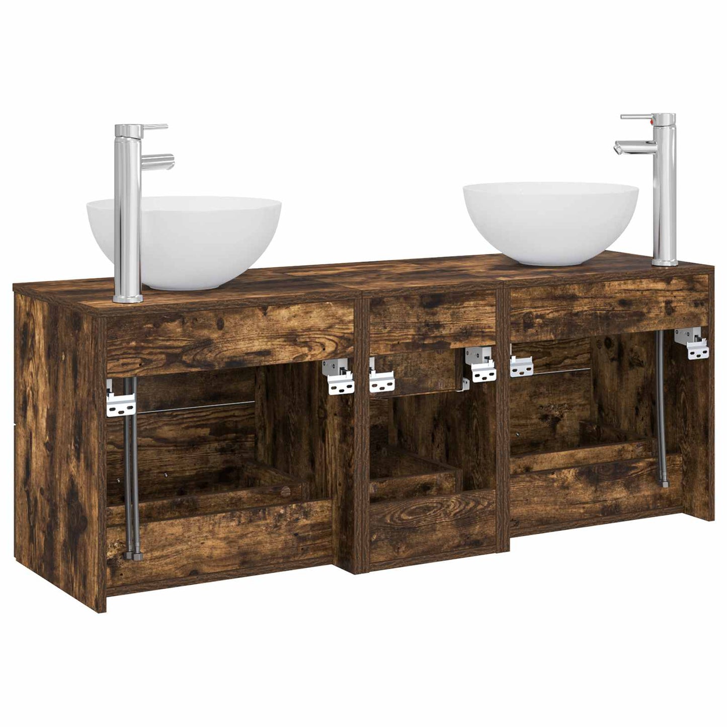 vidaXL Bathroom Cabinet Set 3 pcs Smoked Oak 49.5 x 35 x 63 cm