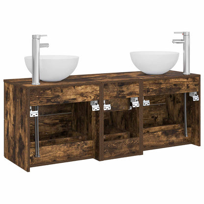 vidaXL Bathroom Cabinet Set 3 pcs Smoked Oak 49.5 x 35 x 63 cm