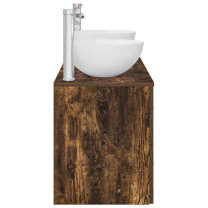 vidaXL Bathroom Cabinet Set 3 pcs Smoked Oak 49.5 x 35 x 63 cm