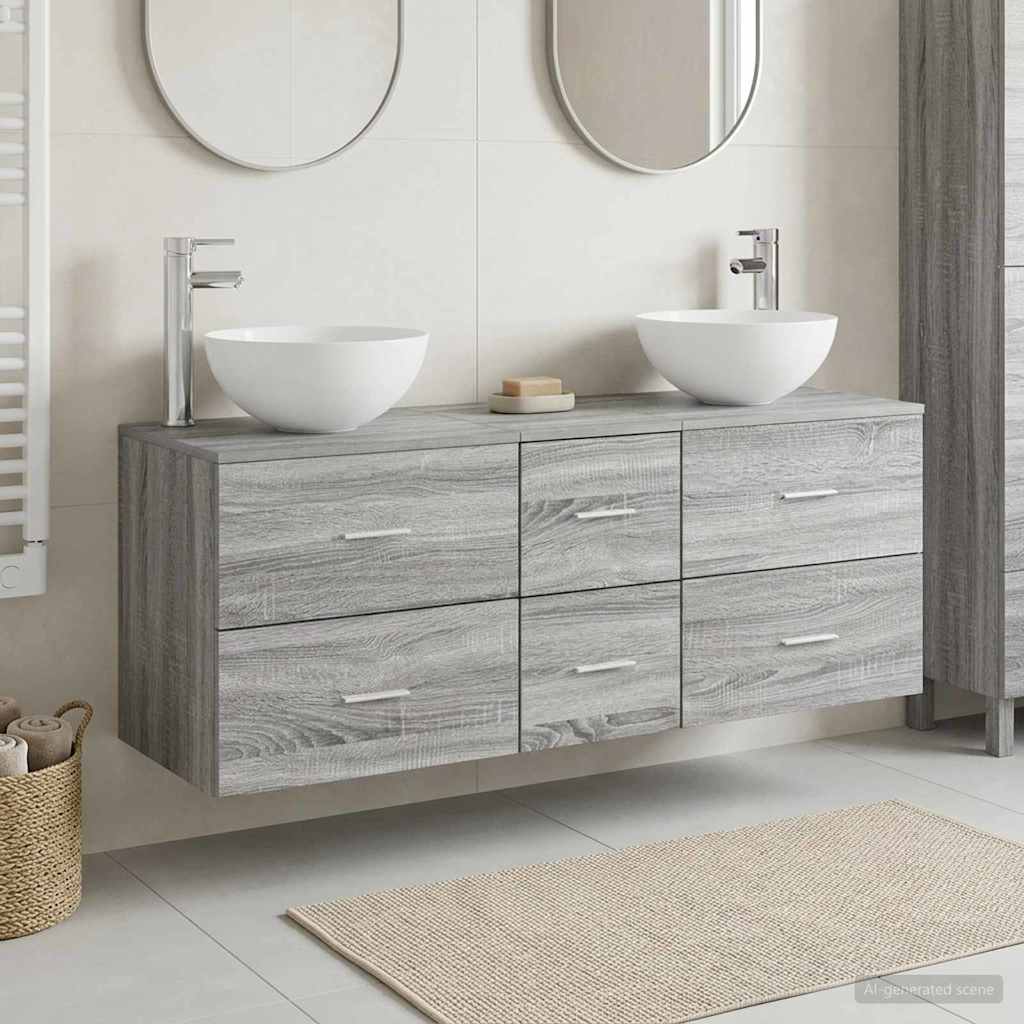 vidaXL Bathroom Cabinet Set 3 pcs Grey Sonoma 49.5 x 35 x 63 cm