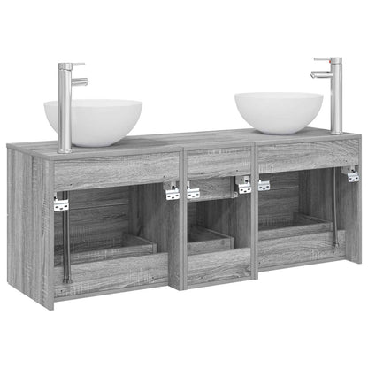 vidaXL Bathroom Cabinet Set 3 pcs Grey Sonoma 49.5 x 35 x 63 cm