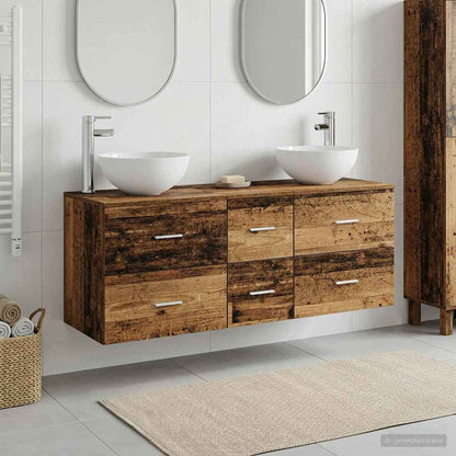 vidaXL Bathroom Cabinet Set 3 pcs Old Wood 49.5 x 35 x 63 cm