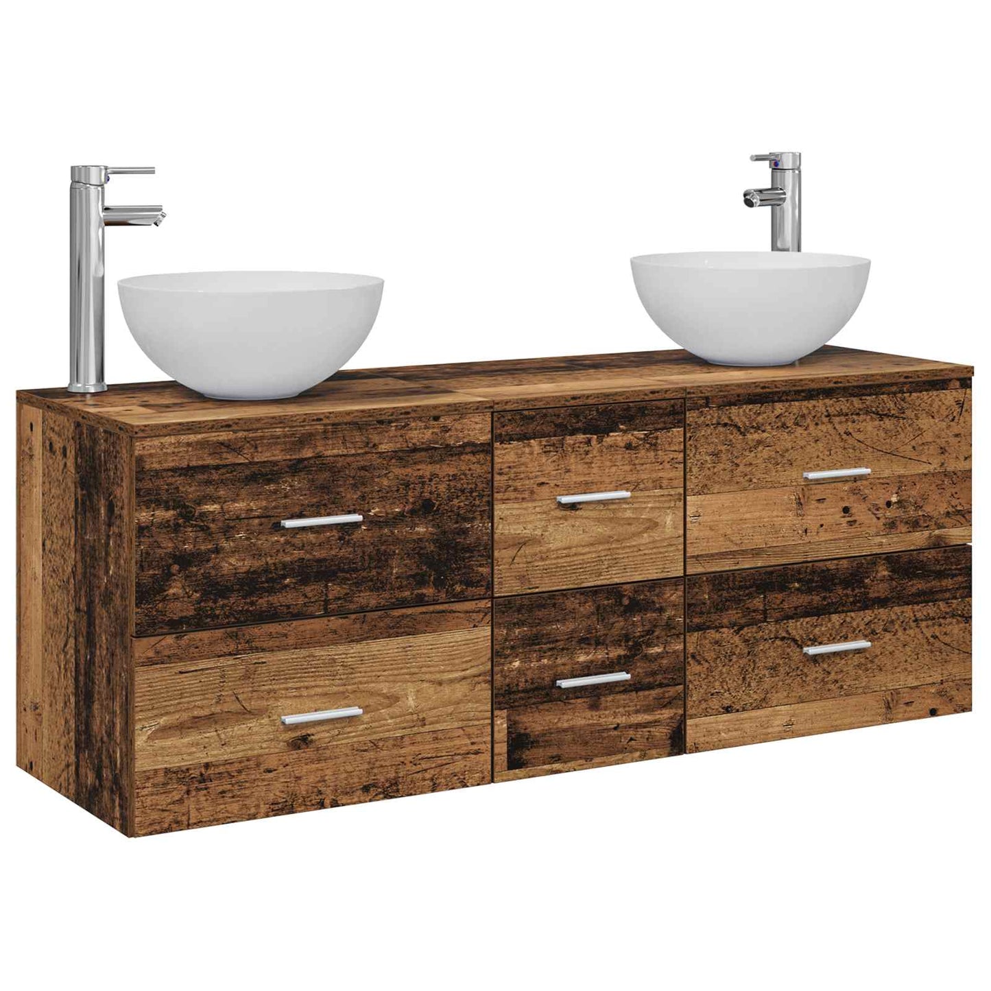 vidaXL Bathroom Cabinet Set 3 pcs Old Wood 49.5 x 35 x 63 cm