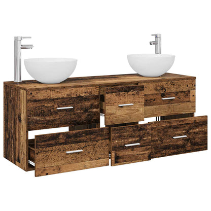 vidaXL Bathroom Cabinet Set 3 pcs Old Wood 49.5 x 35 x 63 cm