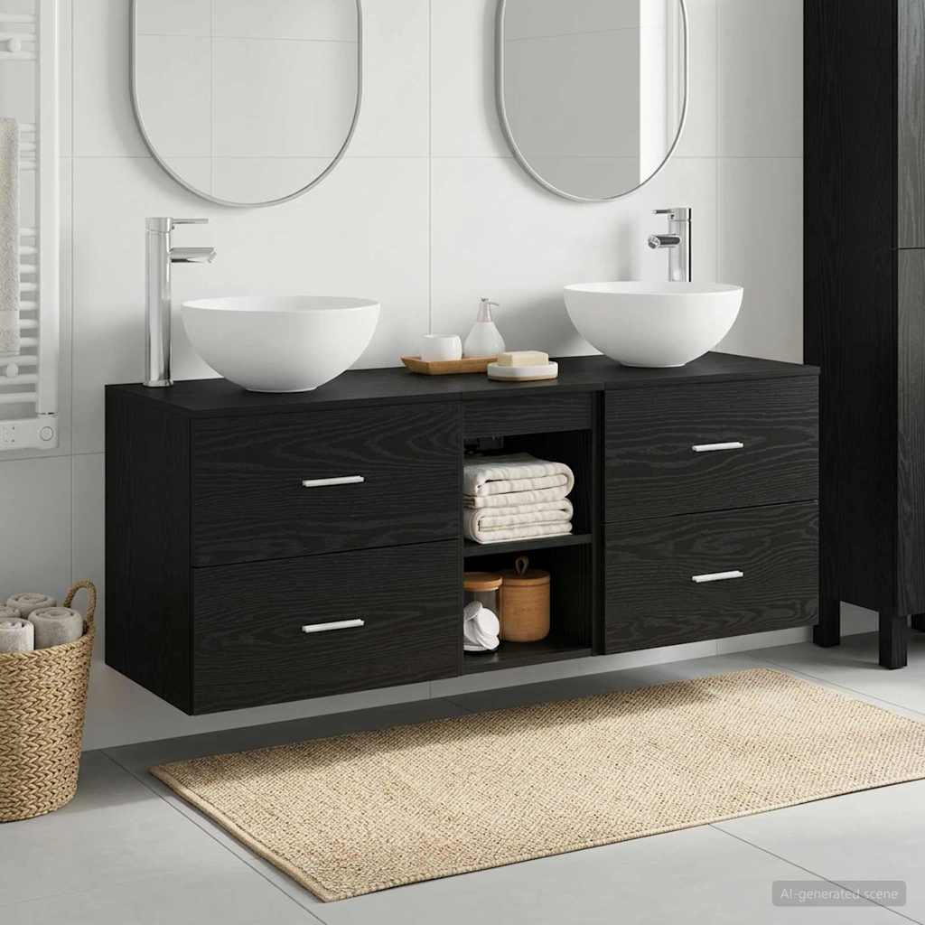 vidaXL Bathroom Cabinet Set 3 pcs Black Oak 49.5 x 41 x 64.5 cm