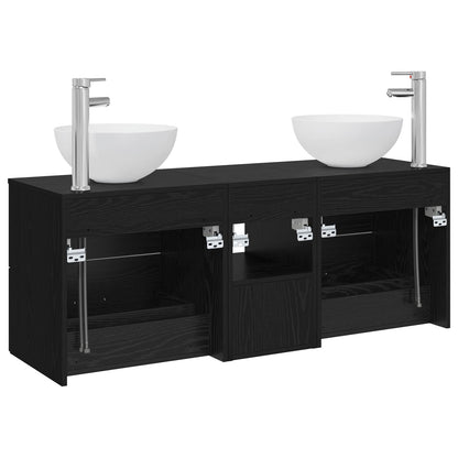 vidaXL Bathroom Cabinet Set 3 pcs Black Oak 49.5 x 41 x 64.5 cm