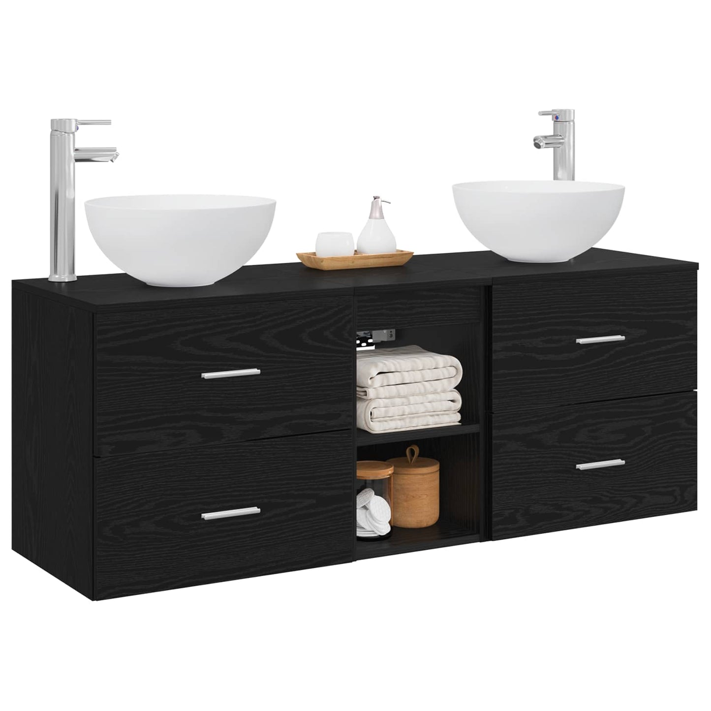 vidaXL Bathroom Cabinet Set 3 pcs Black Oak 49.5 x 41 x 64.5 cm