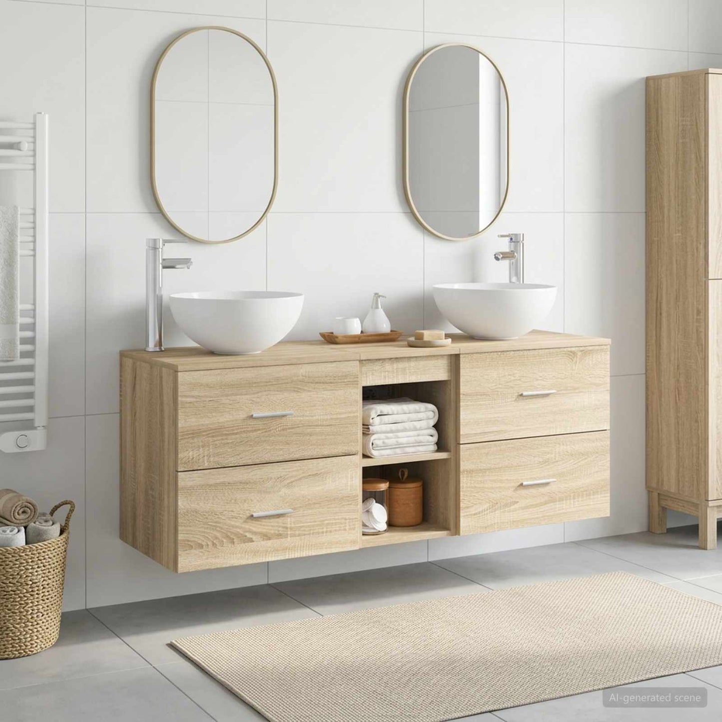 vidaXL Bathroom Cabinet Set 3 pcs Sonoma Oak 49.5 x 41 x 64.5 cm