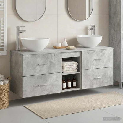 vidaXL Bathroom Cabinet Set 3 pcs Concrete Grey 49.5 x 41 x 64.5 cm