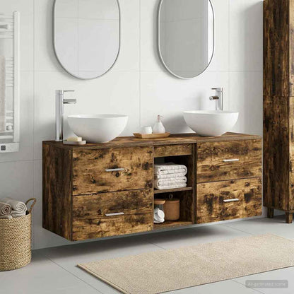 vidaXL Bathroom Cabinet Set 3 pcs Smoked Oak 49.5 x 41 x 64.5 cm