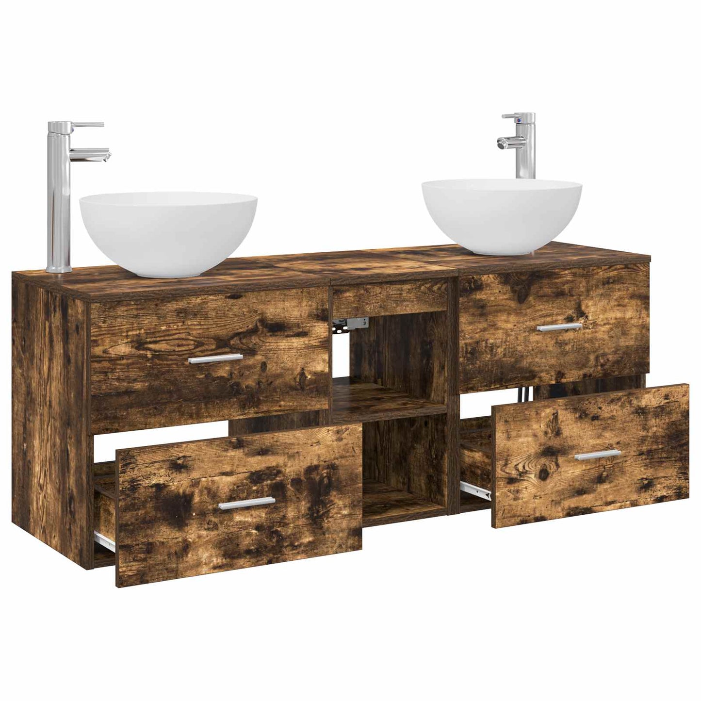 vidaXL Bathroom Cabinet Set 3 pcs Smoked Oak 49.5 x 41 x 64.5 cm