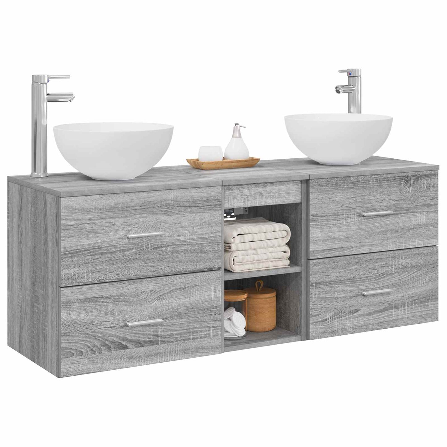 vidaXL Bathroom Cabinet Set 3 pcs Grey Sonoma 49.5 x 41 x 64.5 cm