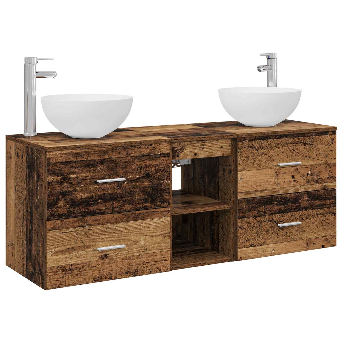 vidaXL Bathroom Cabinet Set 3 pcs Old Wood 49.5 x 41 x 64.5 cm
