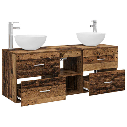 vidaXL Bathroom Cabinet Set 3 pcs Old Wood 49.5 x 41 x 64.5 cm