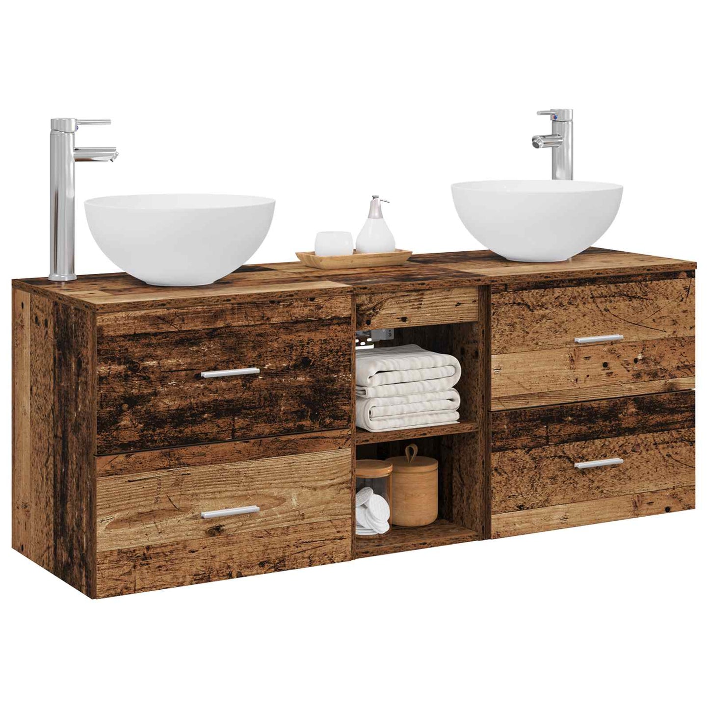vidaXL Bathroom Cabinet Set 3 pcs Old Wood 49.5 x 41 x 64.5 cm