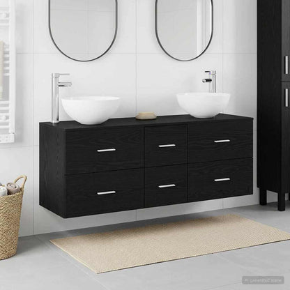 vidaXL Bathroom Cabinet Set 3 pcs Black Oak 49.5 x 41 x 64.5 cm