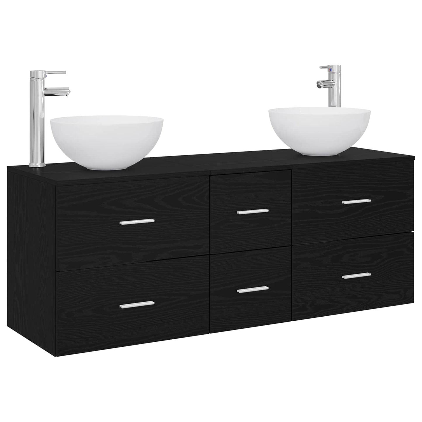 vidaXL Bathroom Cabinet Set 3 pcs Black Oak 49.5 x 41 x 64.5 cm