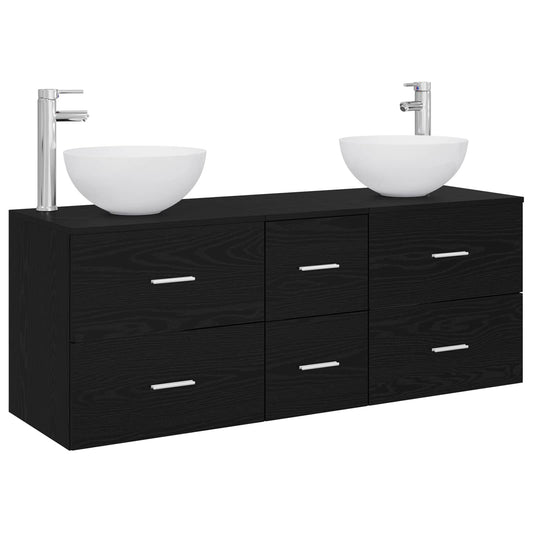 vidaXL Bathroom Cabinet Set 3 pcs Black Oak 129 x 41 x 80 cm