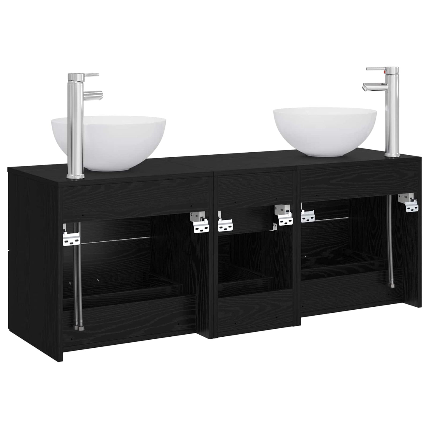vidaXL Bathroom Cabinet Set 3 pcs Black Oak 49.5 x 41 x 64.5 cm