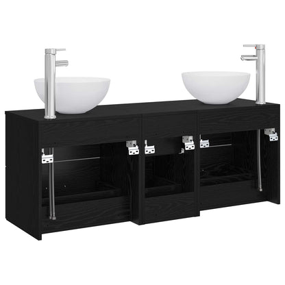 vidaXL Bathroom Cabinet Set 3 pcs Black Oak 49.5 x 41 x 64.5 cm