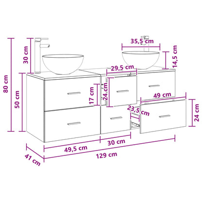 vidaXL Bathroom Cabinet Set 3 pcs Black Oak 49.5 x 41 x 64.5 cm