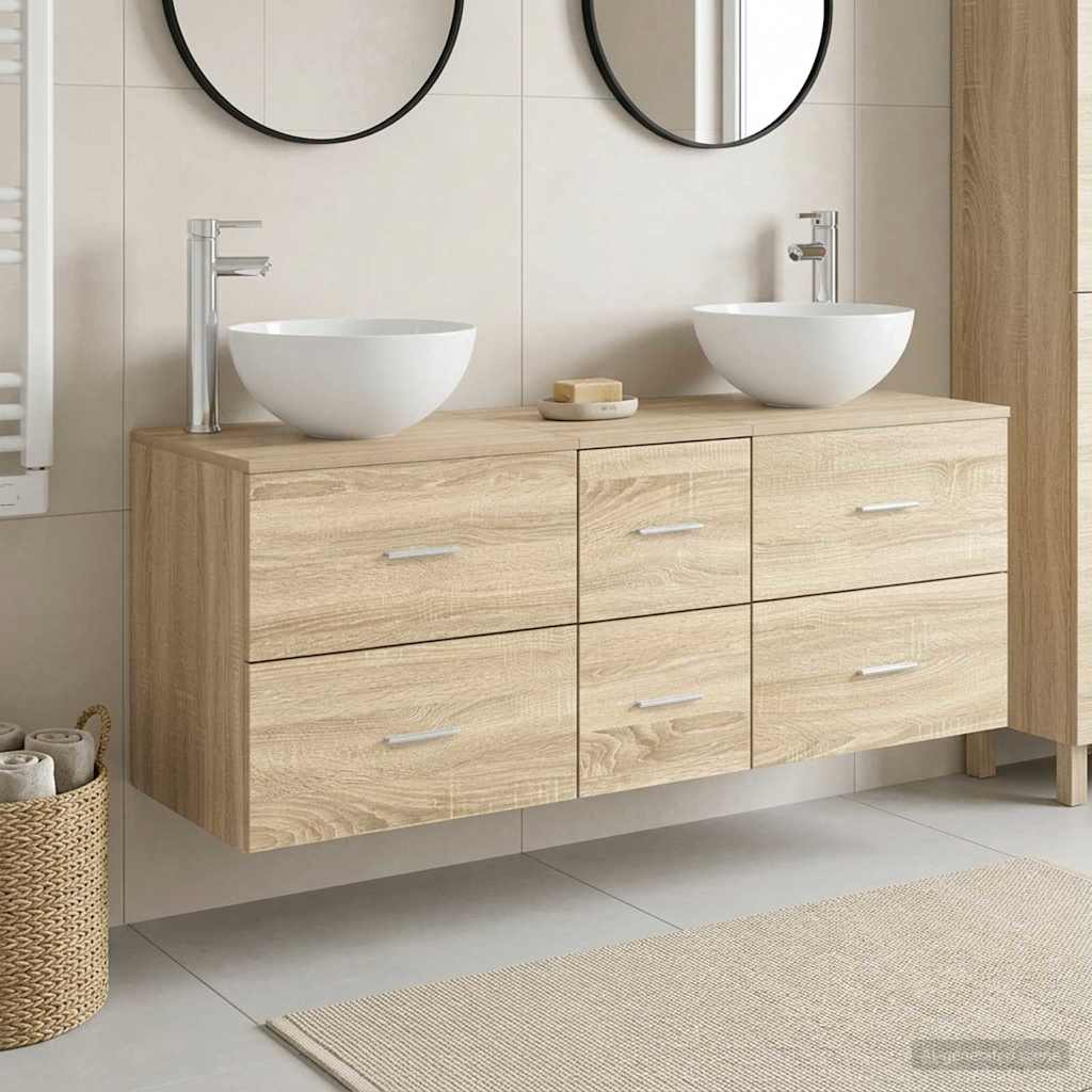 vidaXL Bathroom Cabinet Set 3 pcs Sonoma Oak 49.5 x 41 x 64.5 cm
