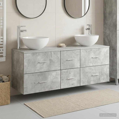 vidaXL Bathroom Cabinet Set 3 pcs Concrete Grey 49.5 x 41 x 64.5 cm