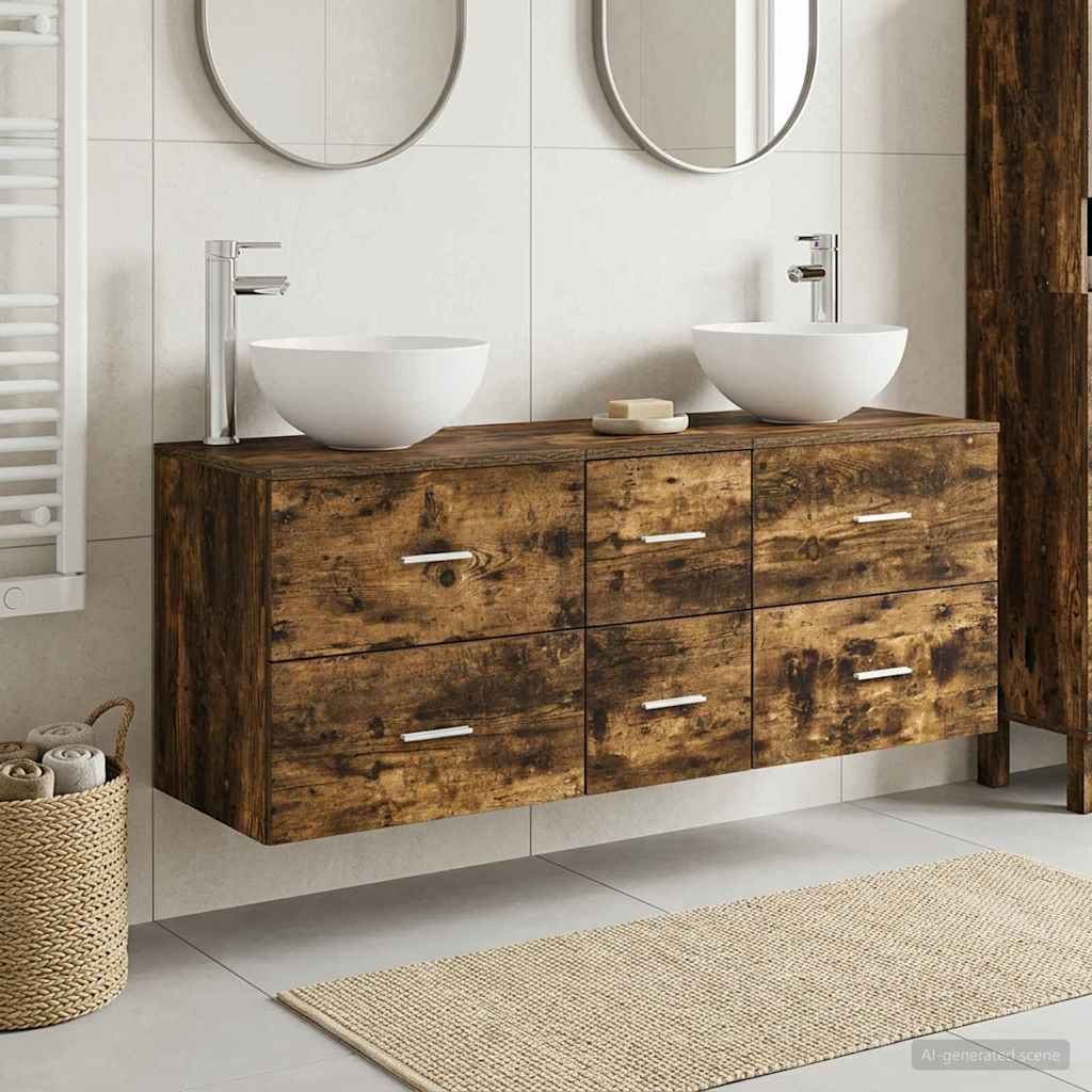 vidaXL Bathroom Cabinet Set 3 pcs Smoked Oak 49.5 x 41 x 64.5 cm