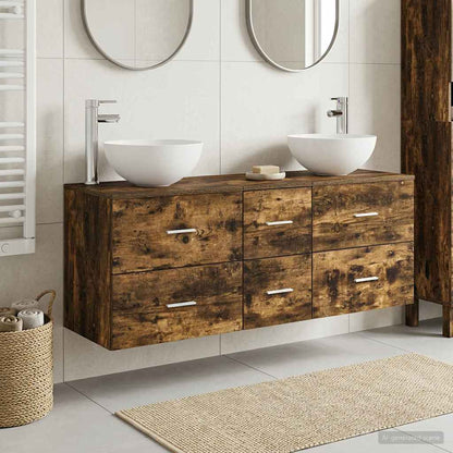 vidaXL Bathroom Cabinet Set 3 pcs Smoked Oak 49.5 x 41 x 64.5 cm