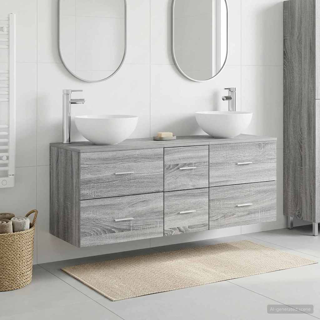 vidaXL Bathroom Cabinet Set 3 pcs Grey Sonoma 49.5 x 41 x 64.5 cm