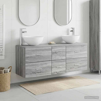 vidaXL Bathroom Cabinet Set 3 pcs Grey Sonoma 49.5 x 41 x 64.5 cm